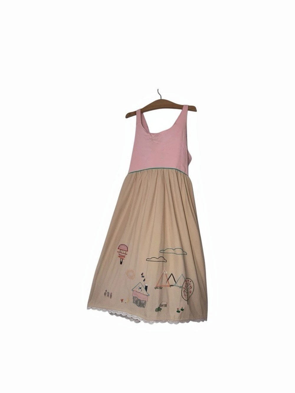 Hanna Andersson crisscross back dress hot air balloon village embroidery 160 14